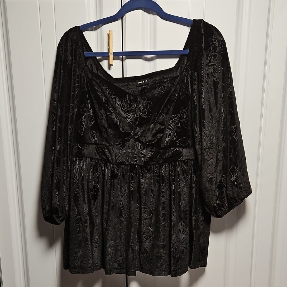 Torrid Black Floral Blouse